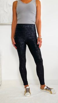 Crackle Glaze Foil Highwaist Leggings-170 Bottoms-Mono B-Coastal Bloom Boutique, find the trendiest versions of the popular styles and looks Located in Indialantic, FL