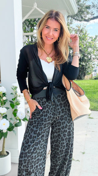 Sheer Layering  Italian Cardigan - Black