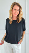 Easy Days Italian Top- Black-110 short Sleeve Top-Italianissimo-Coastal Bloom Boutique, find the trendiest versions of the popular styles and looks Located in Indialantic, FL