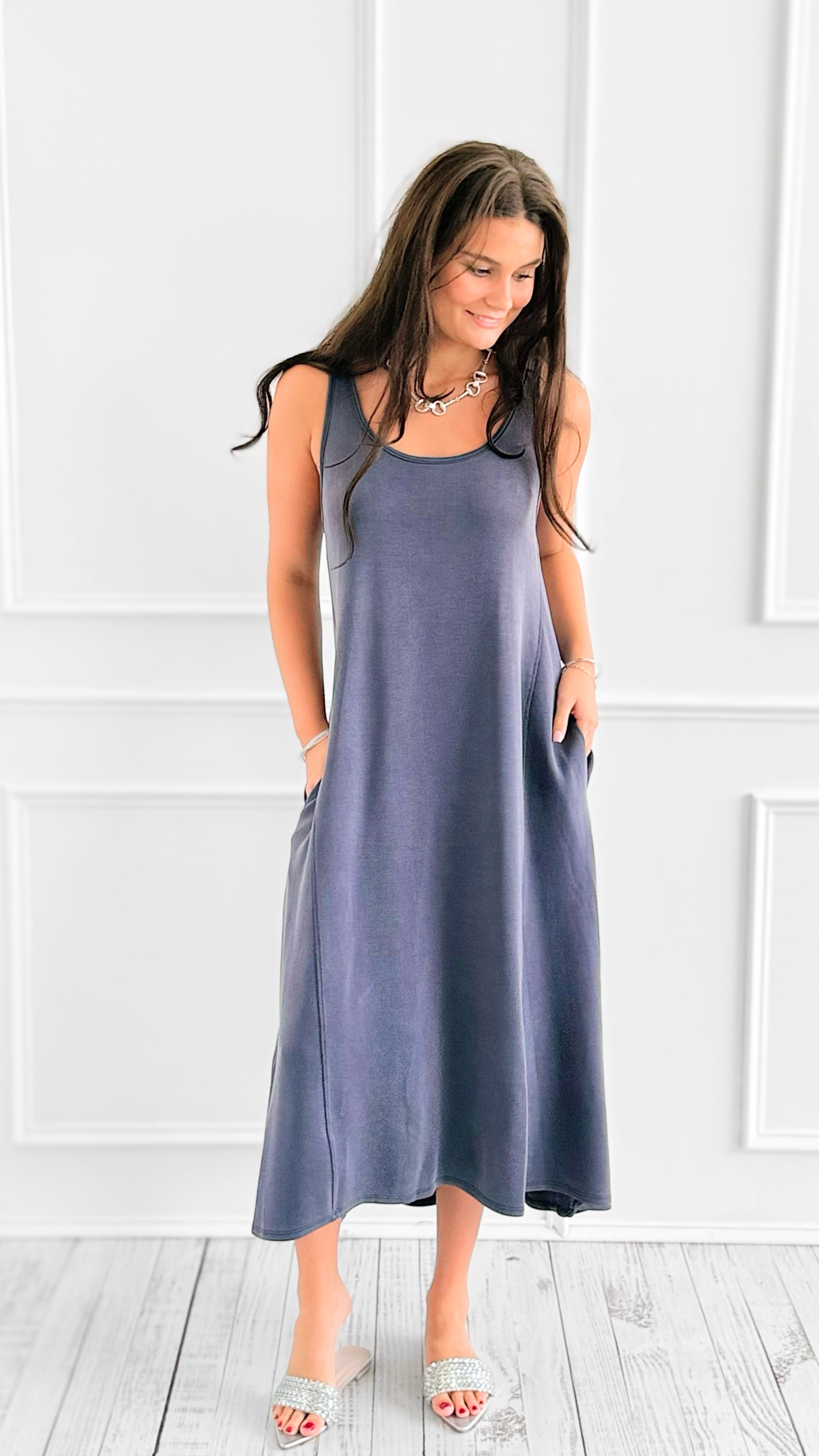 Relaxed Fit Scuba Maxi Dress-200 Dresses/Jumpsuits/Rompers-Charlotte Avery-Coastal Bloom Boutique, find the trendiest versions of the popular styles and looks Located in Indialantic, FL