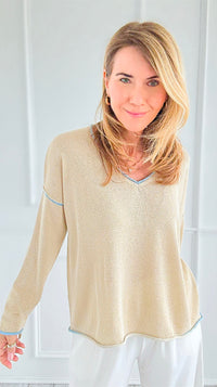 Vibrant Edge Italian Pullover- Sky Blue-110 Long Sleeve Tops-LY PARIS-Coastal Bloom Boutique, find the trendiest versions of the popular styles and looks Located in Indialantic, FL