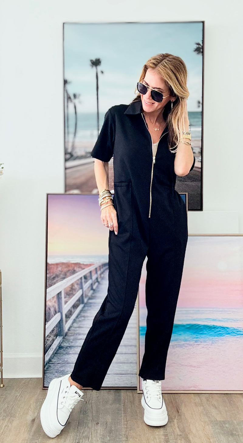 Butter Modal Zip Up Jumpsuit-Black-200 Dresses/Jumpsuits/Rompers-Before You-Coastal Bloom Boutique, find the trendiest versions of the popular styles and looks Located in Indialantic, FL