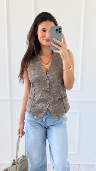 Off Duty Leather Trim Vest