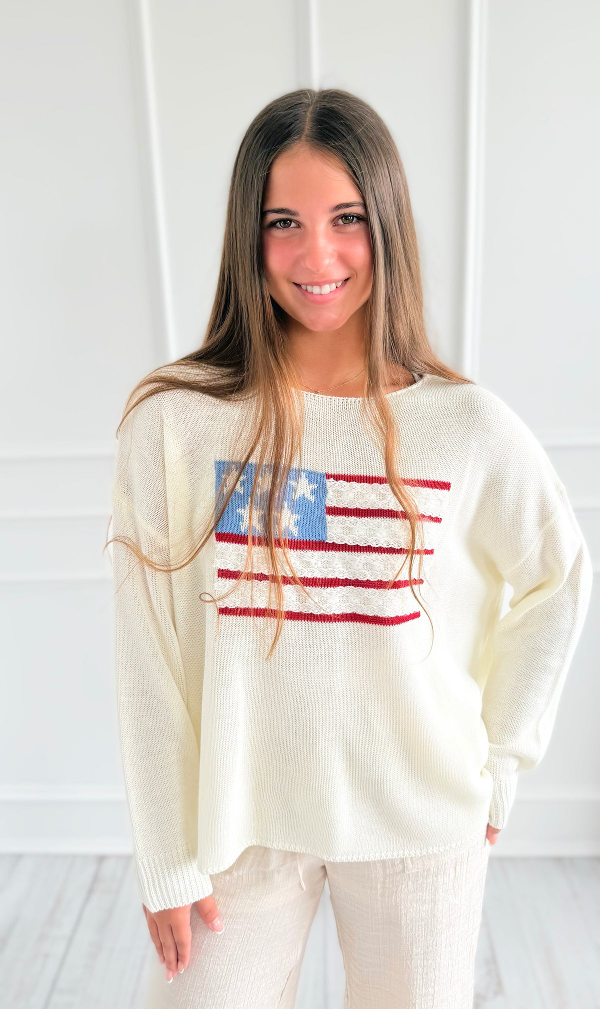 Stars & Stripes Sweater-140 Sweaters-Gilli-Coastal Bloom Boutique, find the trendiest versions of the popular styles and looks Located in Indialantic, FL