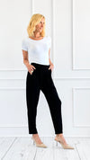 Pleated Waist Pants - Black-170 Bottoms-Zenana-Coastal Bloom Boutique, find the trendiest versions of the popular styles and looks Located in Indialantic, FL