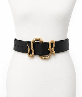 Znake Buckle Belt -Black/Gold