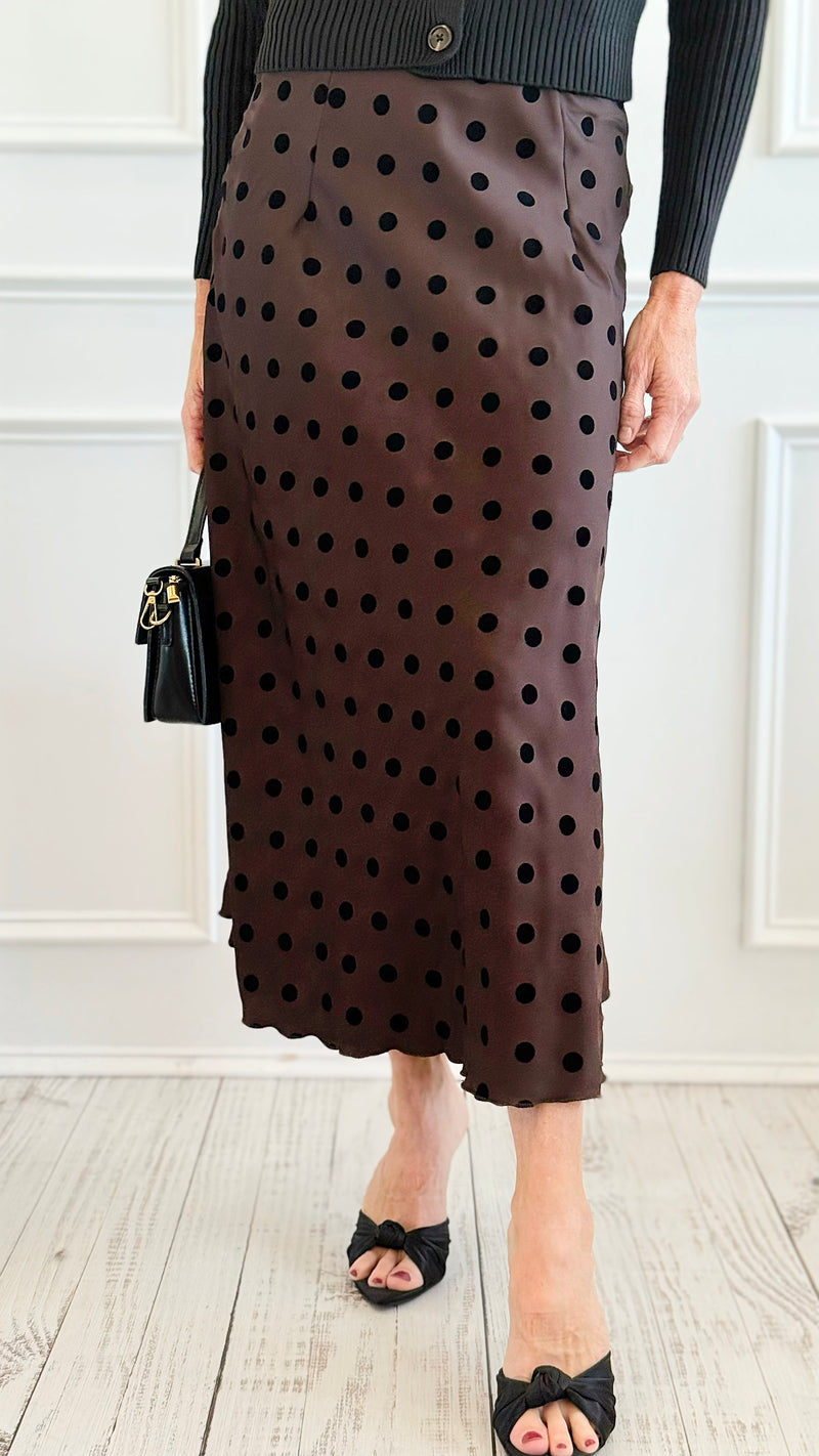 Charmed In Dots Italian Skirt-170 Bottoms-AZUL MONACO-Coastal Bloom Boutique, find the trendiest versions of the popular styles and looks Located in Indialantic, FL