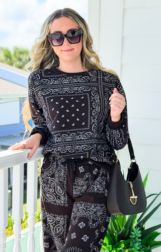 Bandana Chic Italian Sweatshirt - Brown