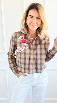CB Custom - Wildflower Plans Button Down Top-110 Long Sleeve Tops-Active Basic / Holly-Coastal Bloom Boutique, find the trendiest versions of the popular styles and looks Located in Indialantic, FL