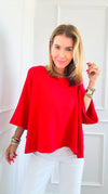 Winter in Amalfi Italian Top - Red-140 Sweaters-Italianissimo-Coastal Bloom Boutique, find the trendiest versions of the popular styles and looks Located in Indialantic, FL