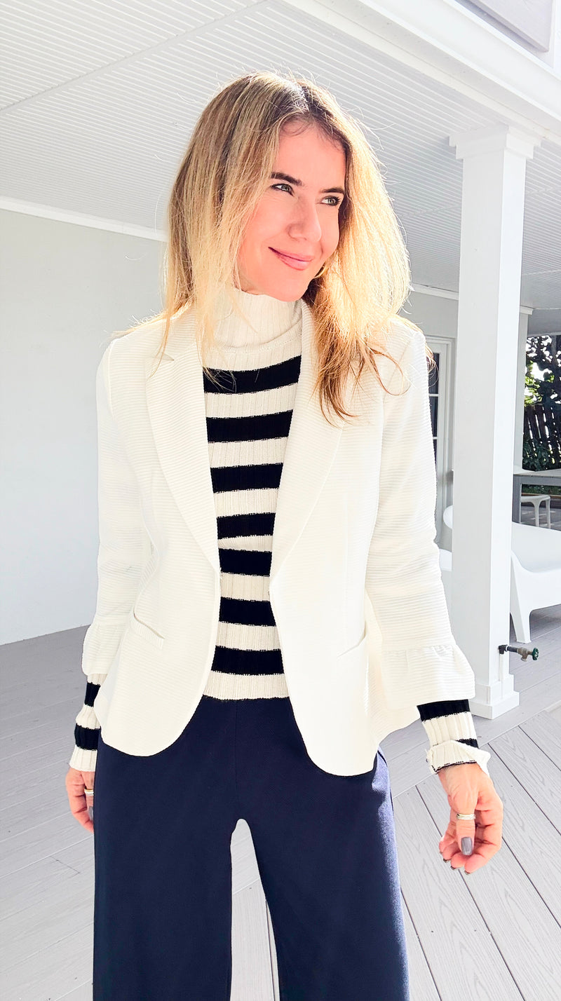 Boardroom Muse Ruffle Sleeve Blazer-160 Jackets-DOE AND RAE-Coastal Bloom Boutique, find the trendiest versions of the popular styles and looks Located in Indialantic, FL