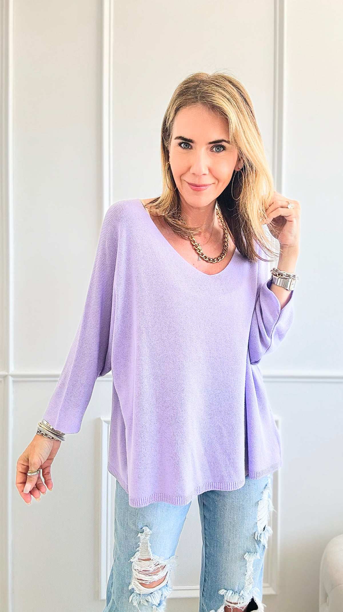 Sundays Ribbed Italian Top - Purple-130 Long Sleeve Tops-Italianissimo-Coastal Bloom Boutique, find the trendiest versions of the popular styles and looks Located in Indialantic, FL