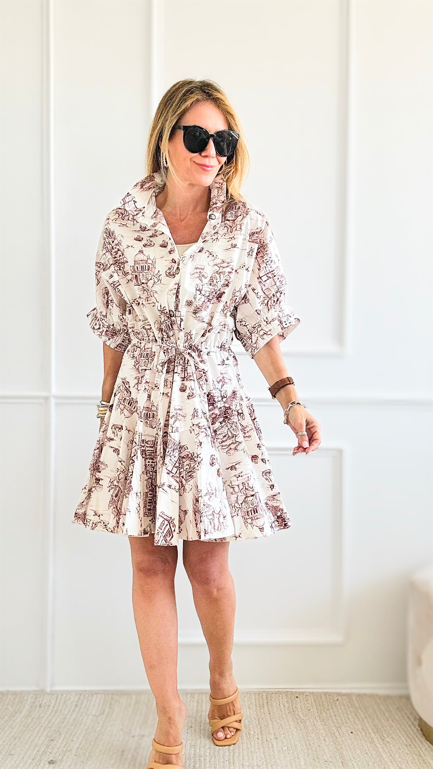 Tie Front Toile Dress-200 Dresses/Jumpsuits/Rompers-Aakaa-Coastal Bloom Boutique, find the trendiest versions of the popular styles and looks Located in Indialantic, FL