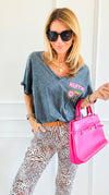 Martini All Night V-Neck Italian Graphic Tee-110 Short Sleeve Tops-FIRSTAGE-Coastal Bloom Boutique, find the trendiest versions of the popular styles and looks Located in Indialantic, FL