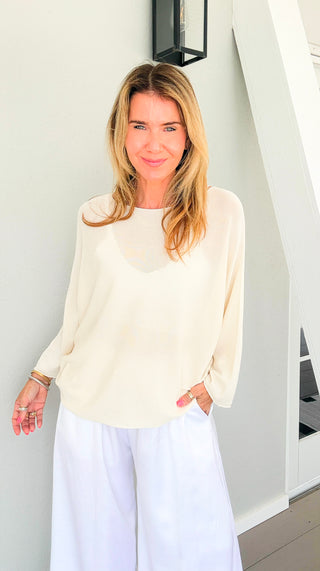 Easy Like Sunday Italian Knit Top- Ivory