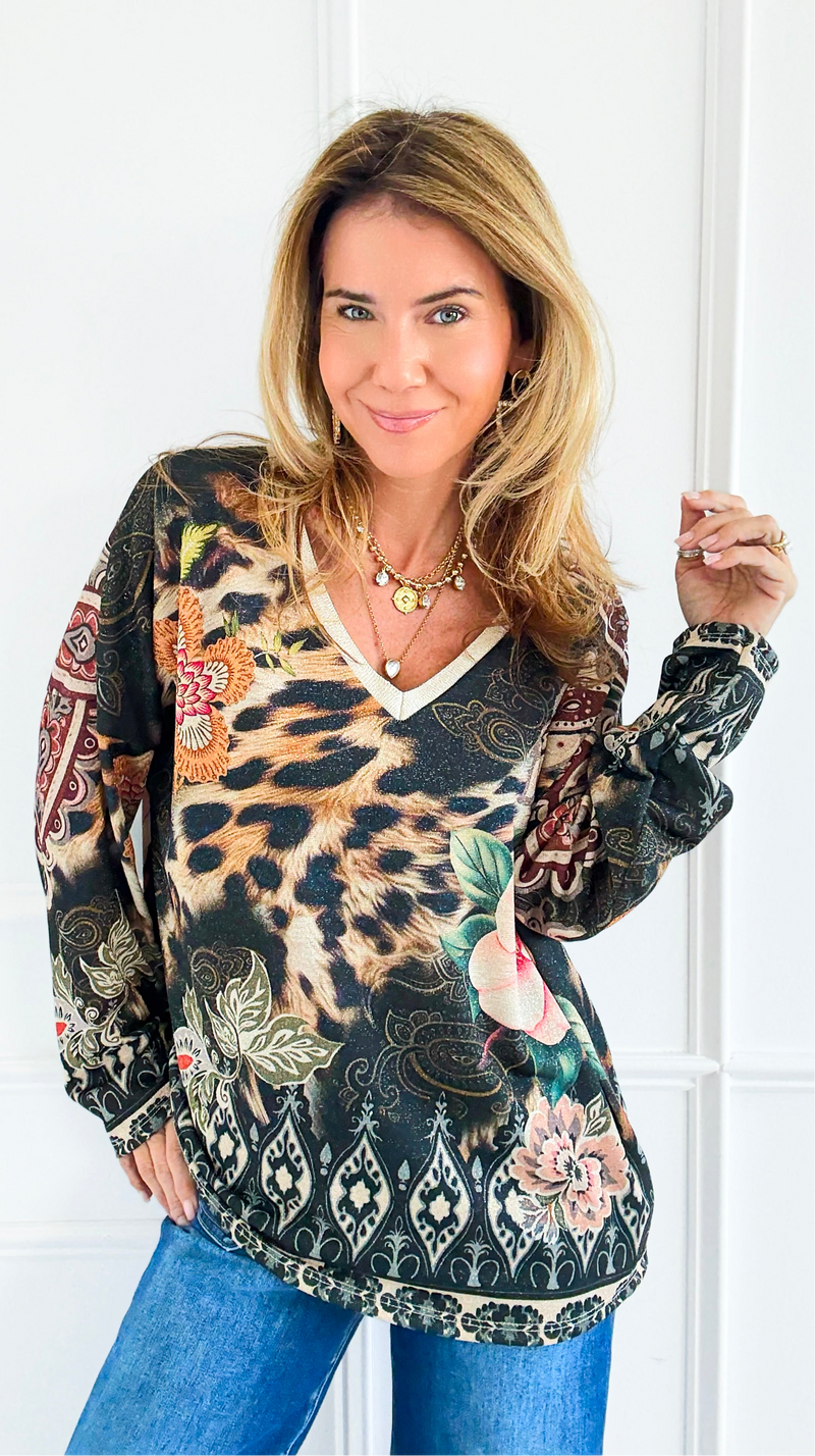 Mixed Media Italian Lurex Sweater-140 Sweaters-Italianissimo-Coastal Bloom Boutique, find the trendiest versions of the popular styles and looks Located in Indialantic, FL