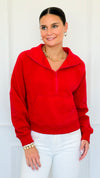 Mist Over Capri Sweatshirt - Ruby-130 Long Sleeve Tops-Zenana-Coastal Bloom Boutique, find the trendiest versions of the popular styles and looks Located in Indialantic, FL