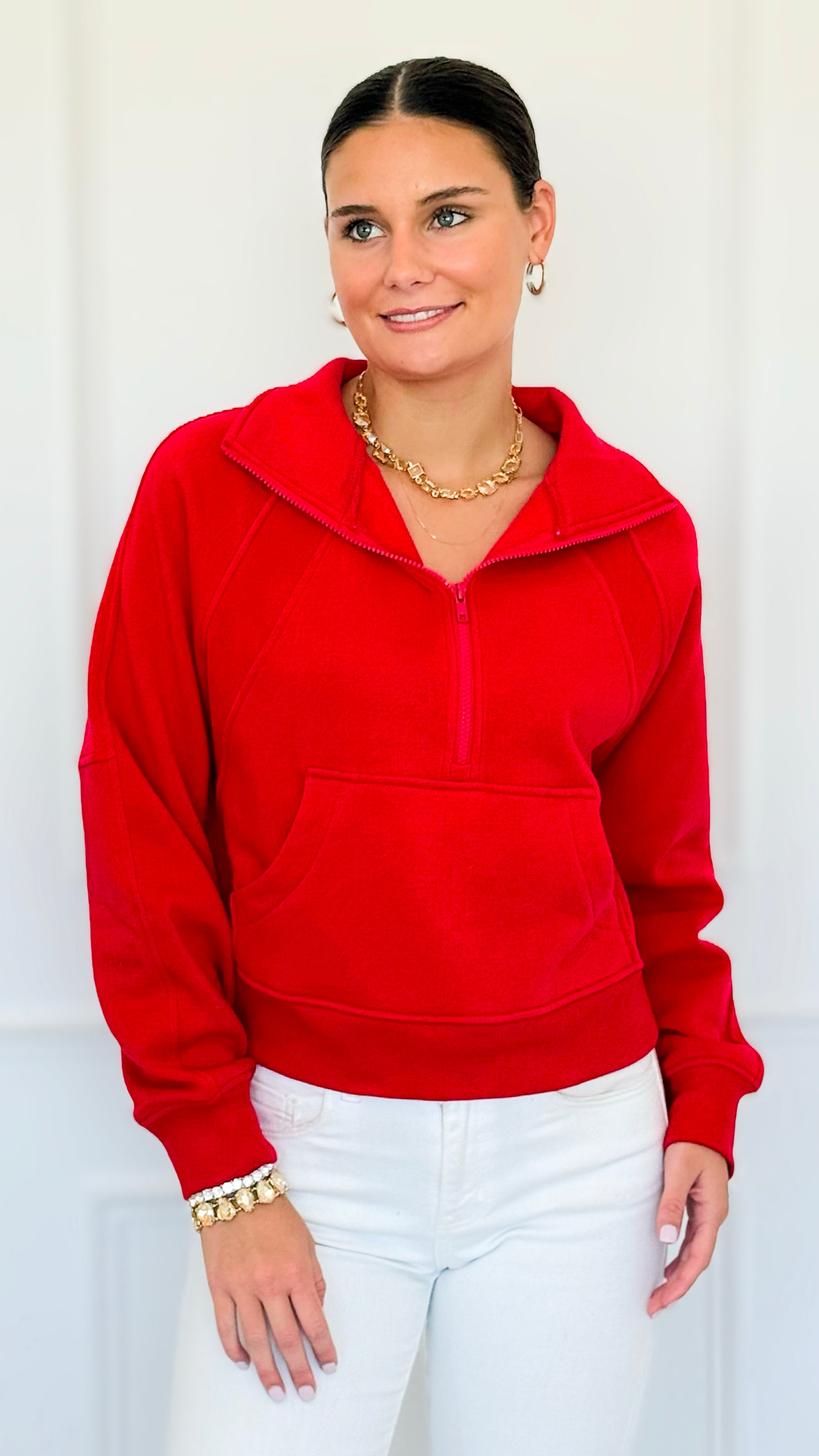 Mist Over Capri Sweatshirt - Ruby-130 Long Sleeve Tops-Zenana-Coastal Bloom Boutique, find the trendiest versions of the popular styles and looks Located in Indialantic, FL