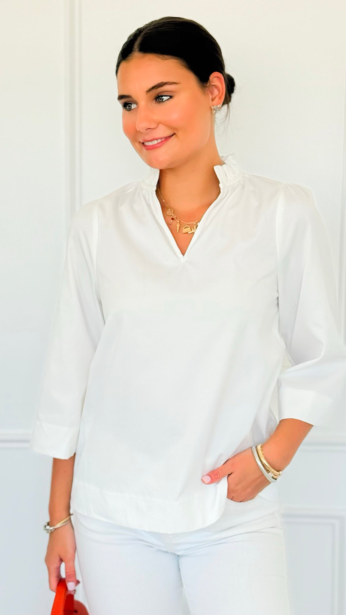 Soft Focus Wide Sleeve Top - White-110 Long Sleeve Tops-GIGIO-Coastal Bloom Boutique, find the trendiest versions of the popular styles and looks Located in Indialantic, FL