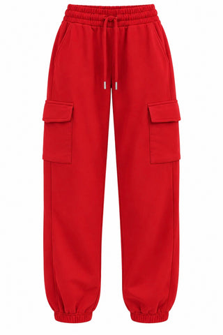 Contrast Trim Jogger Set - Red