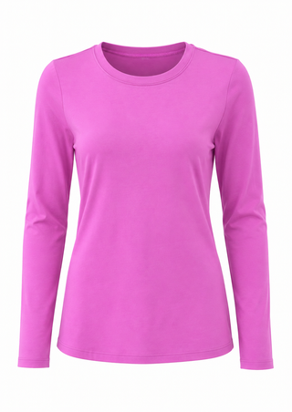 Anniston Brushed Microfiber Long Sleeve Neck Tee - Bright Mauve