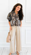 Botanical Romance Puff Sleeve Italian Button Down Top-110 short Sleeve Top-AZUL MONACO-Coastal Bloom Boutique, find the trendiest versions of the popular styles and looks Located in Indialantic, FL