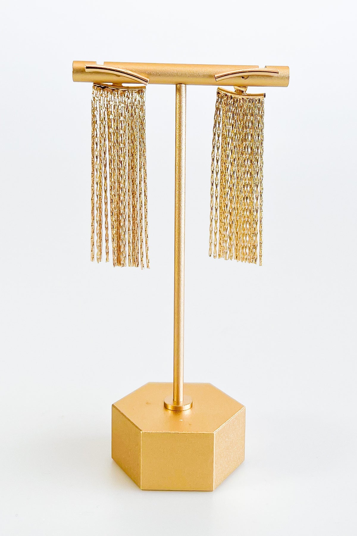 Chain Fringe Earrings-230 Jewelry-FAME ACCESSORIES-Coastal Bloom Boutique, find the trendiest versions of the popular styles and looks Located in Indialantic, FL