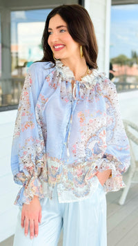 Palais Floral Italian Blouse- Blue
