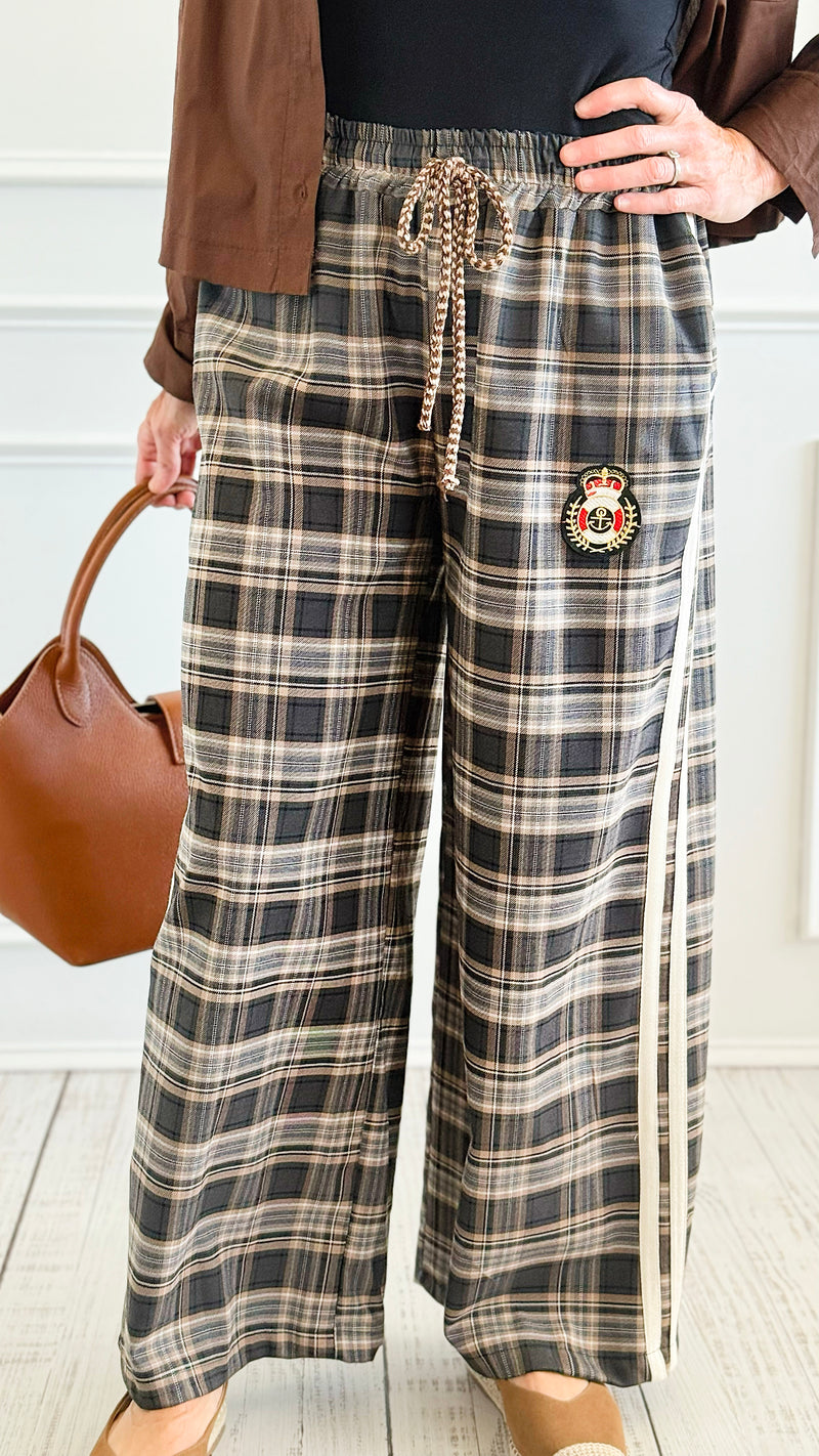 Regal Emblem Plaid Italian Pants-100 Pants-TATTOO Z-Coastal Bloom Boutique, find the trendiest versions of the popular styles and looks Located in Indialantic, FL