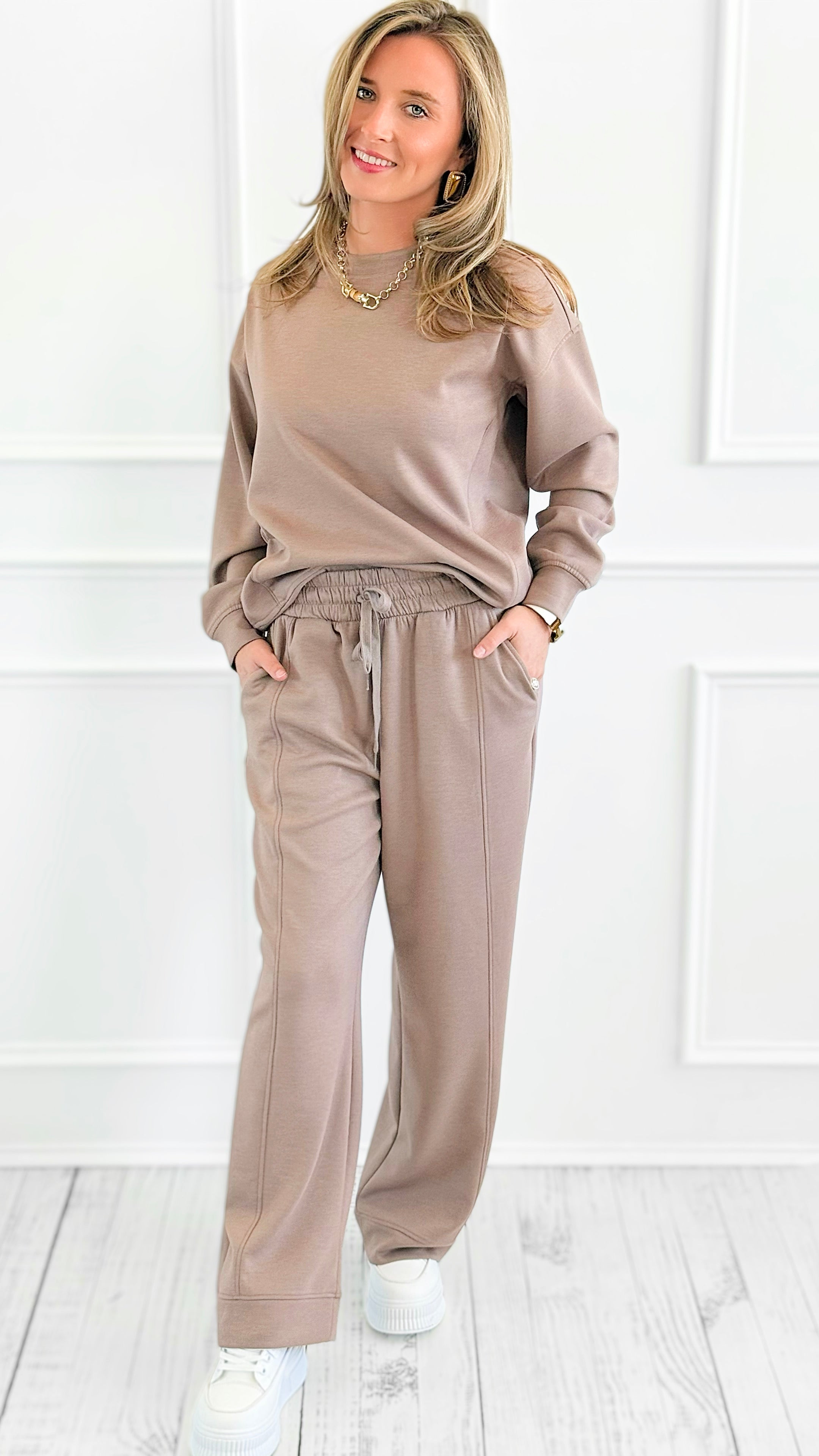 All Day Comfort Scuba Elastic Waist Pant- Cocoa-100 Pants-Zenana-Coastal Bloom Boutique, find the trendiest versions of the popular styles and looks Located in Indialantic, FL