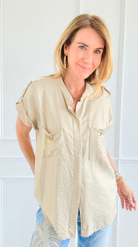 Golden Charm Italian Button Top-170 Bottoms-SEÑORITA C-Coastal Bloom Boutique, find the trendiest versions of the popular styles and looks Located in Indialantic, FL