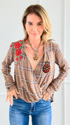 Custom CB Rose Crest Plaid Top-130 Long Sleeve Tops-mystree / Holly-Coastal Bloom Boutique, find the trendiest versions of the popular styles and looks Located in Indialantic, FL