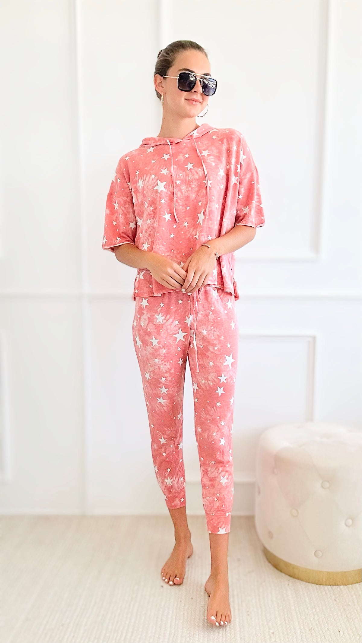 Tie-Dye Star-Print Lounge Wear Set-210 Loungewear/Sets-Phil Love-Coastal Bloom Boutique, find the trendiest versions of the popular styles and looks Located in Indialantic, FL