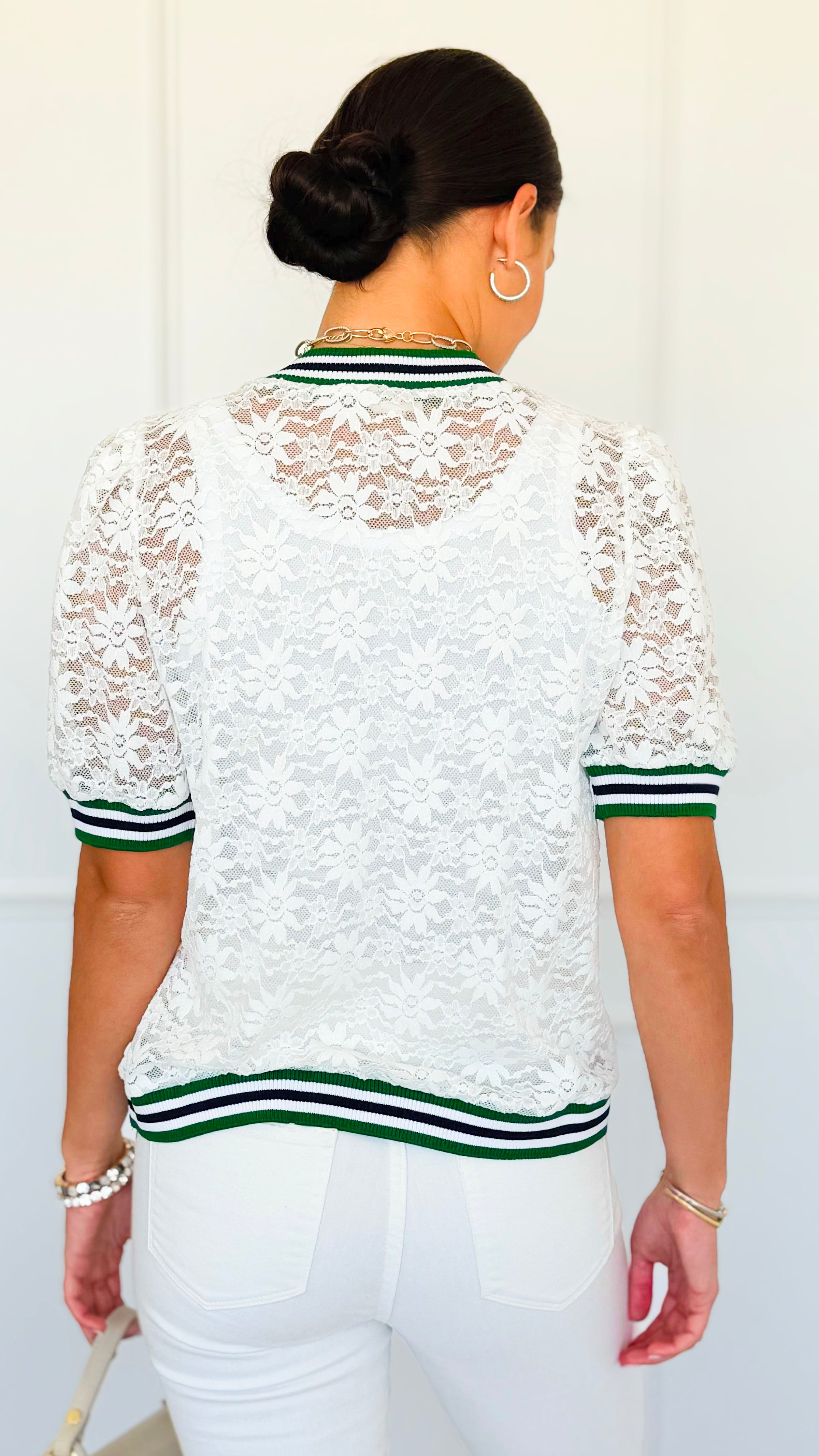 Sporty Muse Floral Lace Top-110 Short Sleeve Tops-oddi-Coastal Bloom Boutique, find the trendiest versions of the popular styles and looks Located in Indialantic, FL