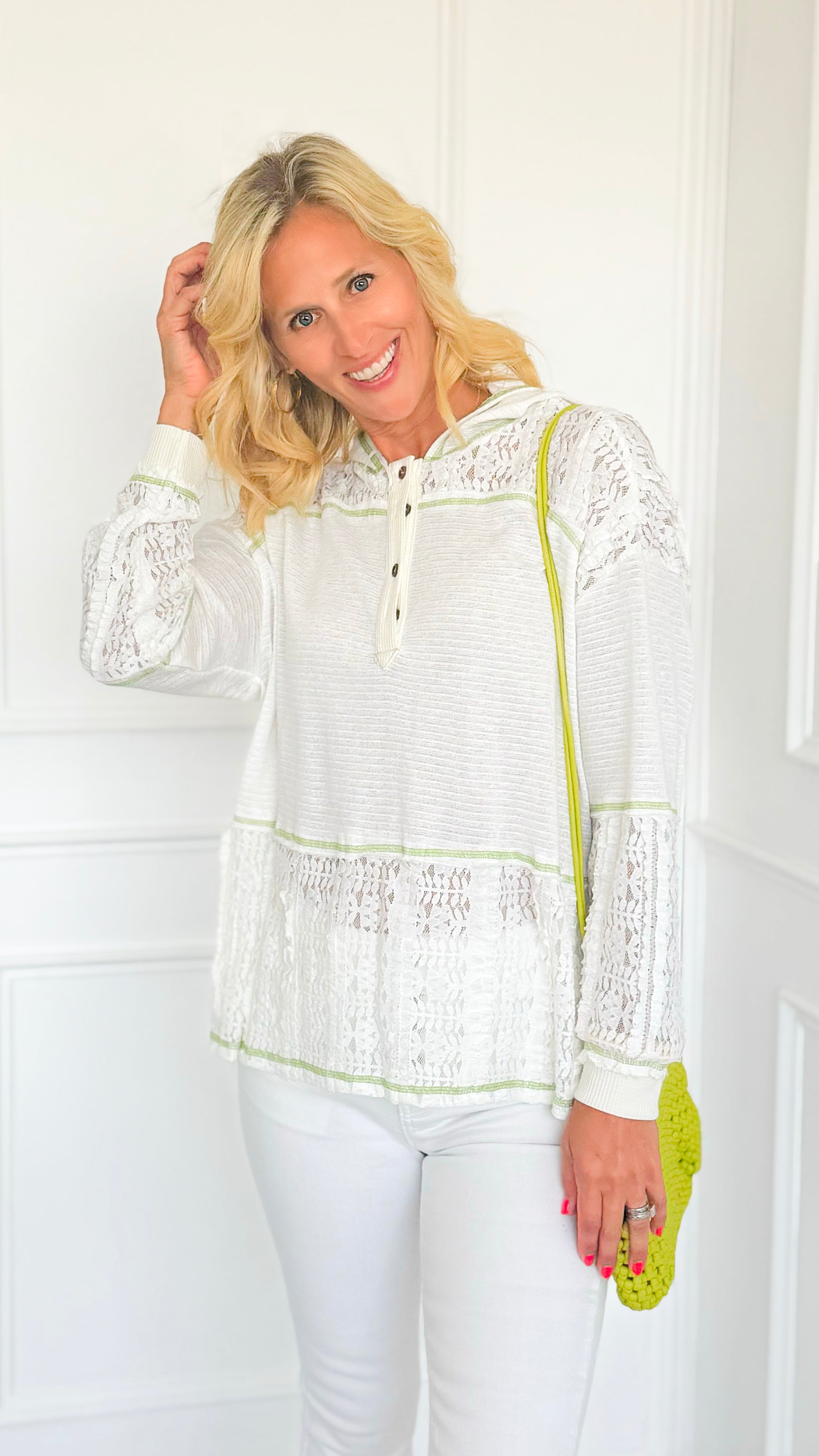 Lace Contrast Pullover-110 Long Sleeve Tops-Fantastic Fawn-Coastal Bloom Boutique, find the trendiest versions of the popular styles and looks Located in Indialantic, FL