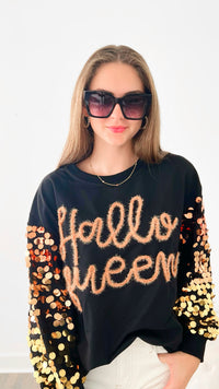 "Hallow Queen" Sequin Sweater-130 Long Sleeve Tops-BIBI-Coastal Bloom Boutique, find the trendiest versions of the popular styles and looks Located in Indialantic, FL