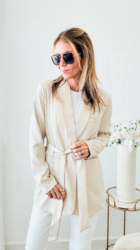 Personal Record Belted Blazer - Ecru-160 Jackets-HYFVE-Coastal Bloom Boutique, find the trendiest versions of the popular styles and looks Located in Indialantic, FL