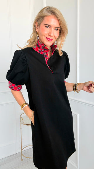 Tartan Plaid Puff Sleeve Dress