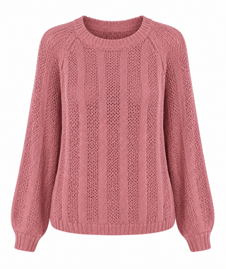 Striped Cable Knit Sweater - Rose