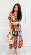 Imperial Garden Belted Italian Midi Dress-200 Dresses/Jumpsuits/Rompers-AZUL MONACO-Coastal Bloom Boutique, find the trendiest versions of the popular styles and looks Located in Indialantic, FL