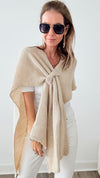 Gold Star Poncho - Beige-150 Cardigans/Layers-Venti6-Coastal Bloom Boutique, find the trendiest versions of the popular styles and looks Located in Indialantic, FL
