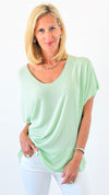 Relaxed Recoleta Lurex Trim Short Sleeve Italian Top- Light Green-110 short Sleeve Top-Italianissimo-Coastal Bloom Boutique, find the trendiest versions of the popular styles and looks Located in Indialantic, FL