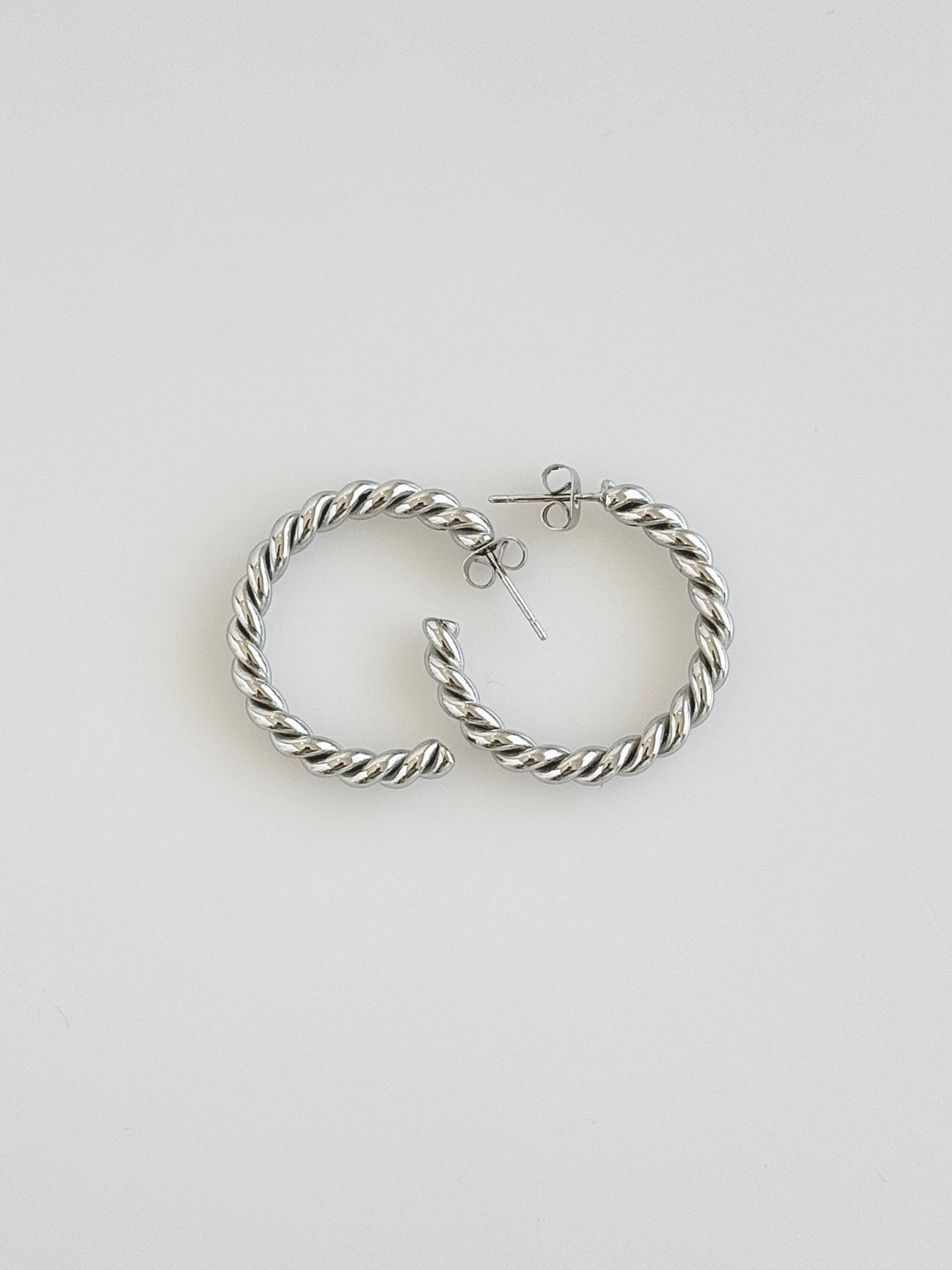 Stainless Steel Cable Twist 4MM Hoop Earring-230 Jewelry-NYC-Coastal Bloom Boutique, find the trendiest versions of the popular styles and looks Located in Indialantic, FL