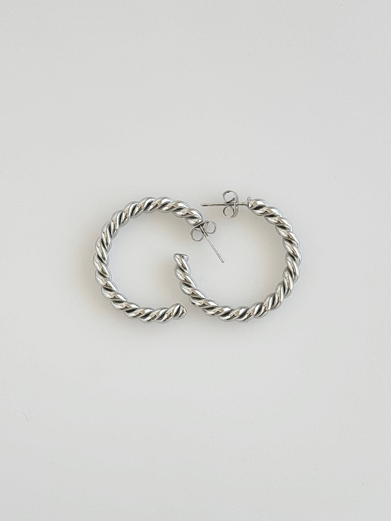 Stainless Steel Cable Twist 4MM Hoop Earring-230 Jewelry-NYC-Coastal Bloom Boutique, find the trendiest versions of the popular styles and looks Located in Indialantic, FL