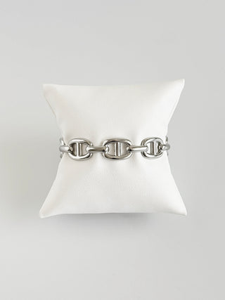 Stainless Steel Puff G Link Cuff Bracelet-230 Jewelry-NYC-Coastal Bloom Boutique, find the trendiest versions of the popular styles and looks Located in Indialantic, FL