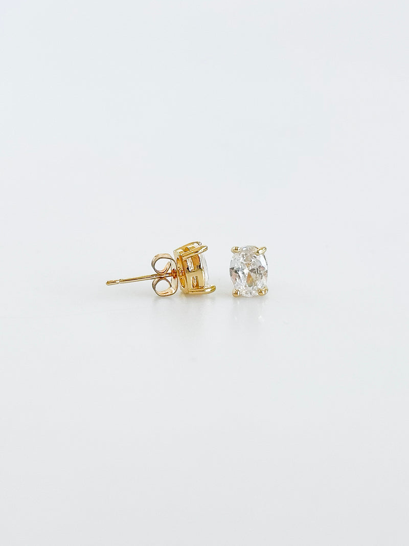 CZ Clear Oval Stud Earrings-230 Jewelry-Darling-Coastal Bloom Boutique, find the trendiest versions of the popular styles and looks Located in Indialantic, FL