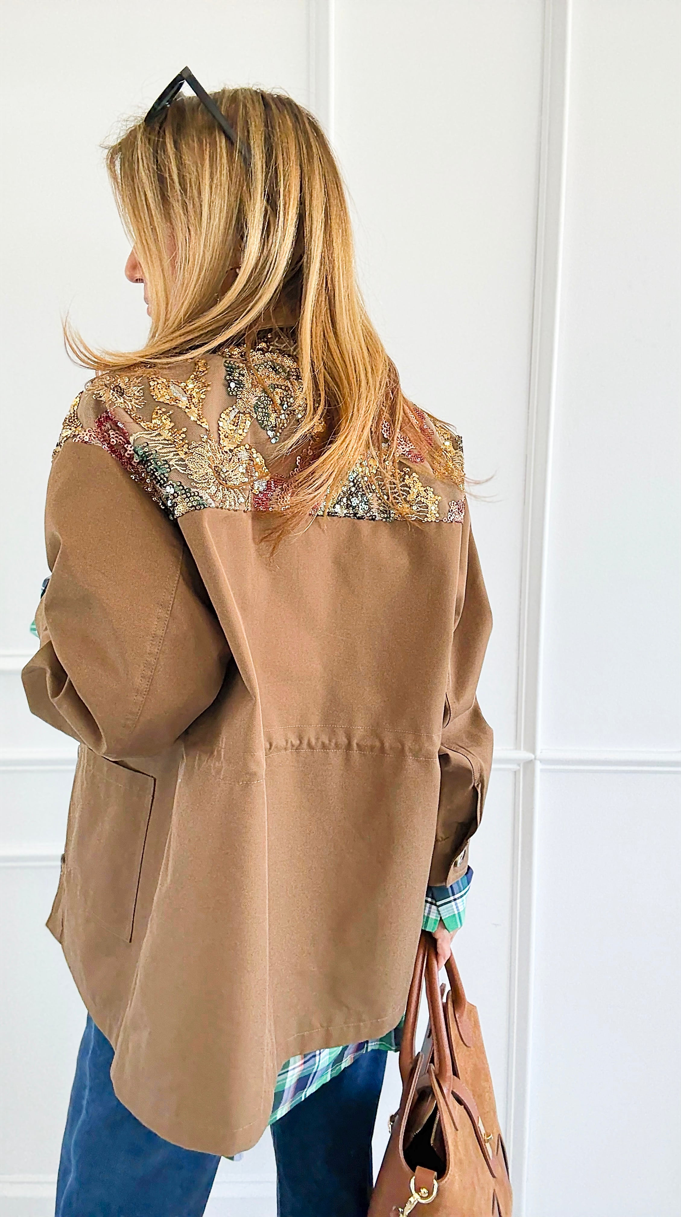 Golden Bloom Sequins Jacket-160 Jackets-AZUL MONACO-Coastal Bloom Boutique, find the trendiest versions of the popular styles and looks Located in Indialantic, FL