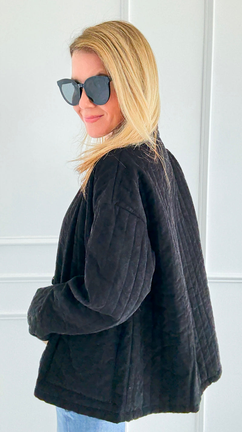 Quilted Ease Button Jacket-160 Jackets-Tempo-Coastal Bloom Boutique, find the trendiest versions of the popular styles and looks Located in Indialantic, FL