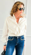 Amour Statement Italian Blouse- White-130 Long Sleeve Tops-Italianissimo/AMIRA-Coastal Bloom Boutique, find the trendiest versions of the popular styles and looks Located in Indialantic, FL