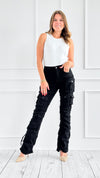 Street Style Cargo Denim Pants - Black-170 Bottoms-SMOKE RISE RED-Coastal Bloom Boutique, find the trendiest versions of the popular styles and looks Located in Indialantic, FL